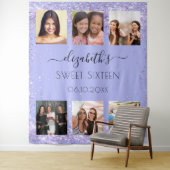 Sweet 16-feest lavendel fotocollage wandkleed (In situ)