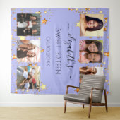 Sweet 16-feest paarse gouden fotocollage wandkleed (In Situ (horizontaal))