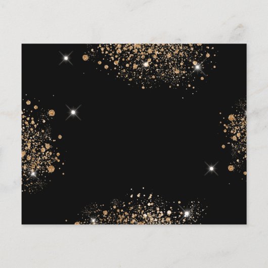 Sweet 16-feest zwart goud budget save-the-date flyer (Achterkant)