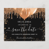 Sweet 16-feest zwart goud budget save-the-date flyer (Voorkant)