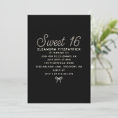 Sweet 16-feest zwart-wit parel script lint kaart (Staand voorkant)
