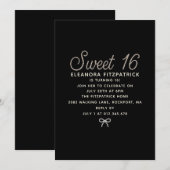 Sweet 16-feest zwart-wit parel script lint kaart (Voorkant / Achterkant)