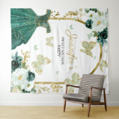 Sweet 16-feestachtergrond - Vlinder Bloem Jurk Wandkleed (In Situ (horizontaal))