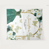 Sweet 16-feestachtergrond - Vlinder Bloem Jurk Wandkleed (Voorkant (horizontaal))