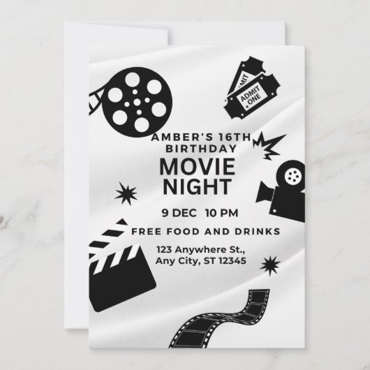 "Sweet 16 Filmavond Feest" Kaart (Voorkant)