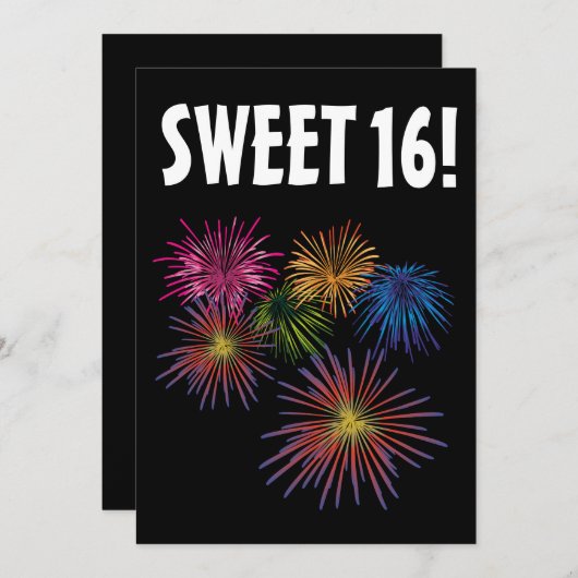 SWEET 16 FIREWORKS PARTY AANGEPASTE UITNODIGINGEN (Voorkant / Achterkant)