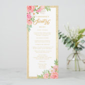 Sweet 16 Floral Elegant Roos Tulip Pink Floral Menu (Staand voorkant)