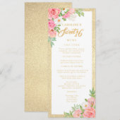 Sweet 16 Floral Elegant Roos Tulip Pink Floral Menu (Voorkant / Achterkant)