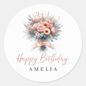 Sweet 16 Floral Happy Birthday Custom Sticker (Voorkant)