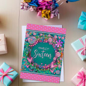 Sweet 16 Floral Pink Girly  Custom Age Kaart