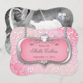 Sweet 16 Flower Damask Birthday Photo Card Kaart (Voorkant / Achterkant)