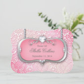 Sweet 16 Flower Damask Birthday Photo Card Kaart (Staand voorkant)