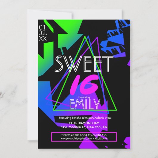 Sweet 16 Flyer Club Theme Promotional Invitation Kaart (Voorkant)
