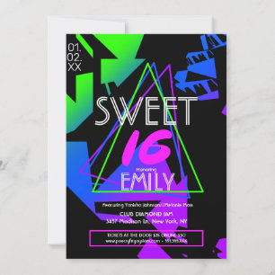 Sweet 16 Flyer Club Theme Promotional Invitation Kaart