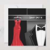 Sweet 16 Formele Zwarte Stropdas Birthday Party Kaart (Achterkant)