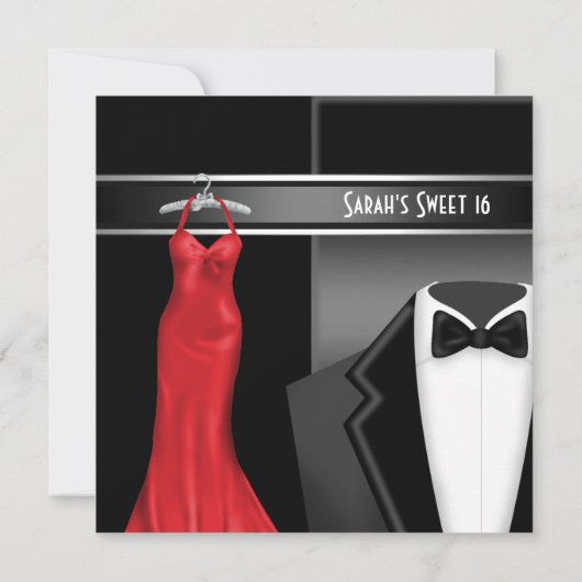Sweet 16 Formele Zwarte Stropdas Birthday Party Kaart (Achterkant)