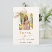 Sweet 16 foto boog crème bedankkaart (Staand voorkant)