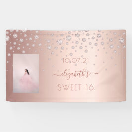 Sweet 16 foto roos gouden roze diamanten spandoek