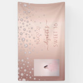 Sweet 16 foto roos gouden roze diamanten spandoek (Verticaal)