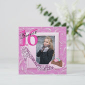 Sweet 16 foto uitnodigen - SRF Kaart (Staand voorkant)