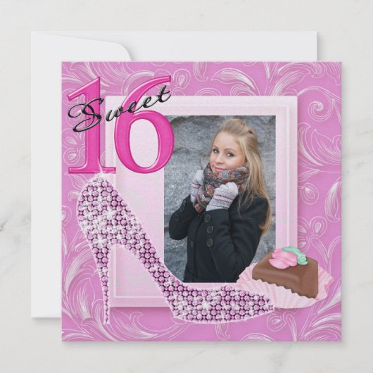 Sweet 16 foto uitnodigen - SRF Kaart (Voorkant)