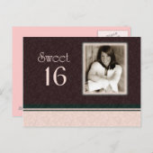 Sweet 16 Foto Uitnodigen Uitnodiging Briefkaart (Voorkant / Achterkant)