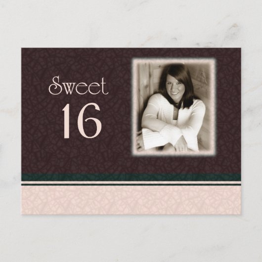 Sweet 16 Foto Uitnodigen Uitnodiging Briefkaart (Voorkant)