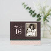 Sweet 16 Foto Uitnodigen Uitnodiging Briefkaart (Staand voorkant)