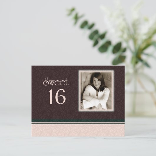 Sweet 16 Foto Uitnodigen Uitnodiging Briefkaart (Staand voorkant)