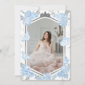 Sweet 16 foto uitnodiging | Dusty Blue Dress (Achterkant)