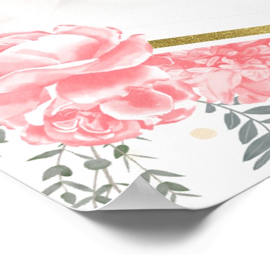 Sweet 16 foto Welkomstbord Vlinder Roze Bloemen Poster (Hoek)