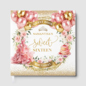 Sweet 16 Gastboek Blush Goud Roze Ballonnen Gastenboek (Voorkant)