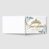 Sweet 16 Gastboek Gold Tiara Baby Blue Floral Gastenboek (Volledig)