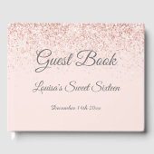Sweet 16 Gastenboek Roos Gold & Blush Pink Glitter (Voorkant)