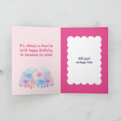 Sweet 16 geboortenaam 2 foto floral roze kaart (Binnen)