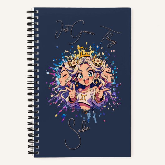 Sweet 16 Gemini Custom Name Notebook Notitieboek (Voorkant)