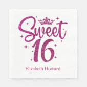 Sweet 16 gepersonaliseerd papier servet (Voorkant)
