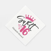 Sweet 16 gepersonaliseerd papier servet (Hoek)