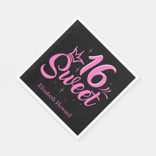 Sweet 16 gepersonaliseerd papier servet (Hoek)