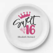 Sweet 16 Gepersonaliseerd Papieren Bordje (Voorkant)