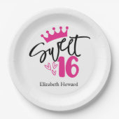 Sweet 16 Gepersonaliseerd Papieren Bordje (Voorkant)