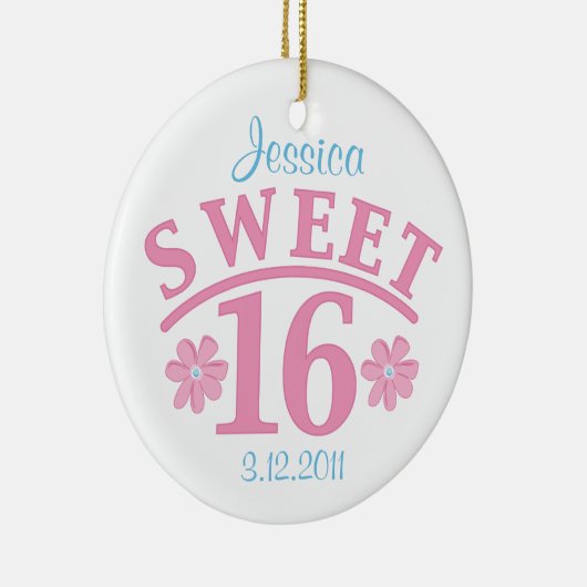Sweet 16 Gepersonaliseerd siermiddel Keramisch Ornament (Rechts)