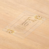 Sweet 16 Gilded Geometric Acrylic Invitation Acryl Uitnodigingen (Laagn)