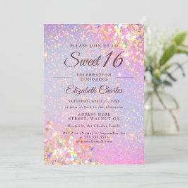 Sweet 16 Girl Birthday Roos Gold Glitter Modern Kaart