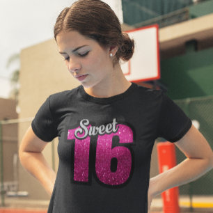 SWEET 16 GIRLS BIRTHDAY PINK FAUX GLITTER T-shirts