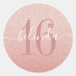 Sweet 16 Girly Roos Gold Blush Pink Monogram Naam Ronde Sticker
