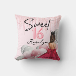 Sweet 16 Glam Roos Gold White Balloons Kussen