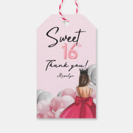 Sweet 16 Glam Roze Goud Witte Ballonnen Cadeaulabel
