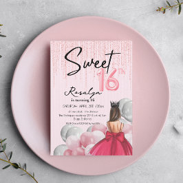 Sweet 16 Glam Roze Goud Witte Ballonnen Kaart