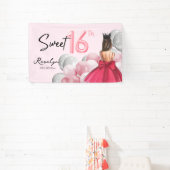 Sweet 16 Glam Roze Goud Witte Ballonnen Spandoek (Insitu)